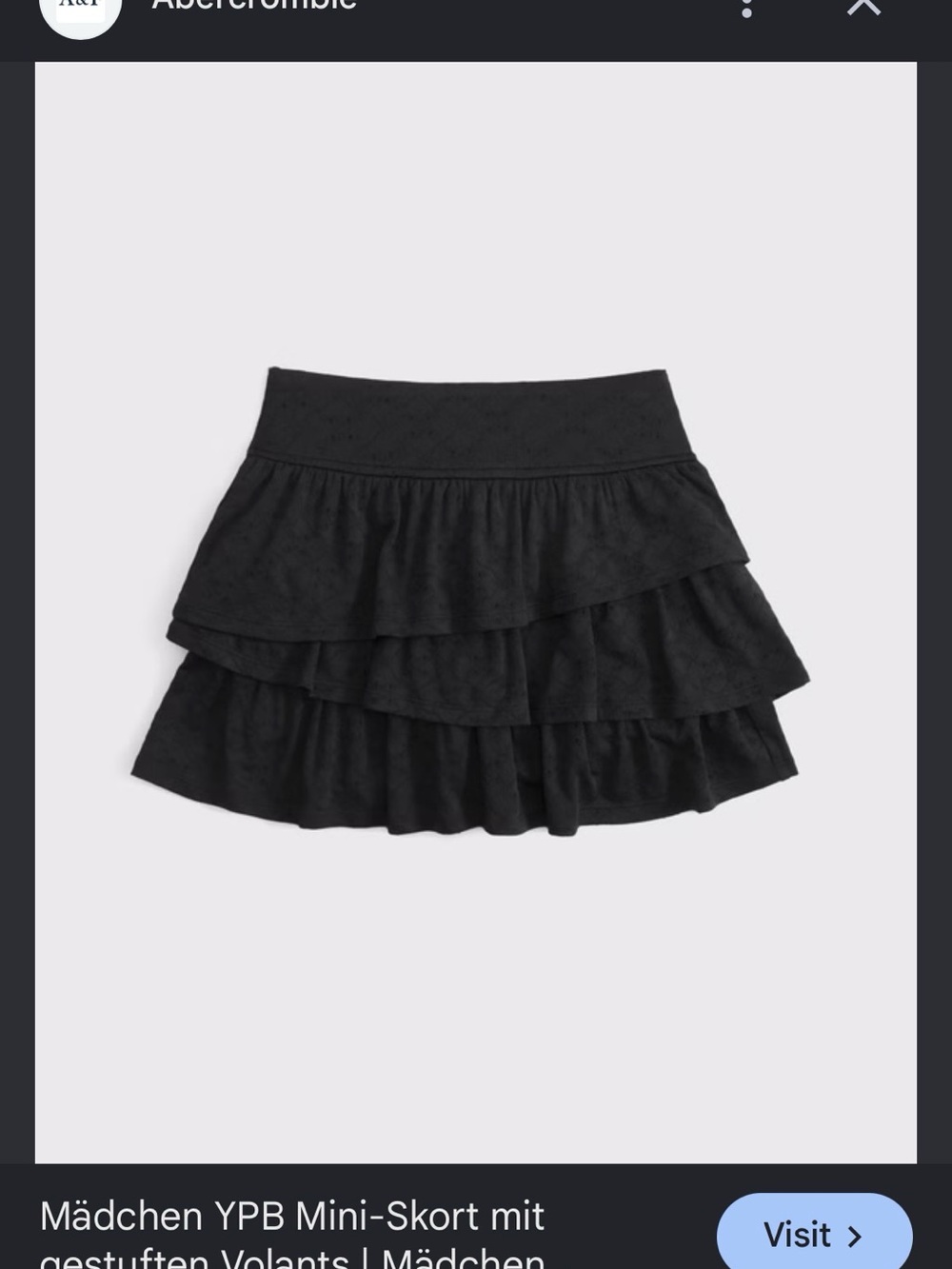 abercrombie kids black tiered ruffle skirt